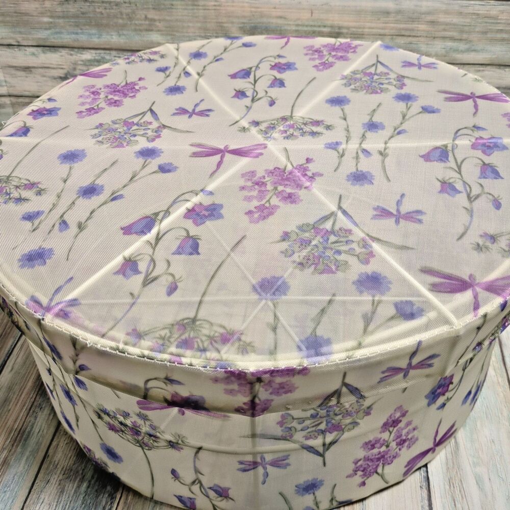 Vintage Floral Dragonfly Mesh Hat Box Storage Box Cottagecore Shabby Chic